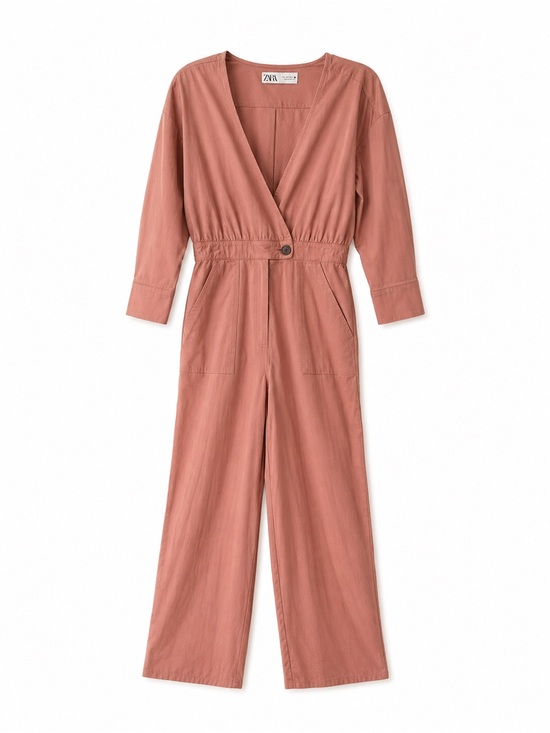 Zara Pants - ZARA Rose-Mauve V-Neck Jumpsuit